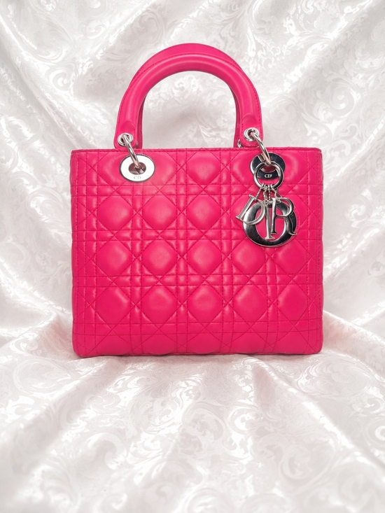 Dior Handbags - Dior Hot Pink Quilted Lady Dior Satchel